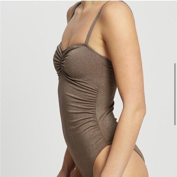 Peony gold swimsuit size 10AU / US6 ruched lined top - Picture 5 of 14